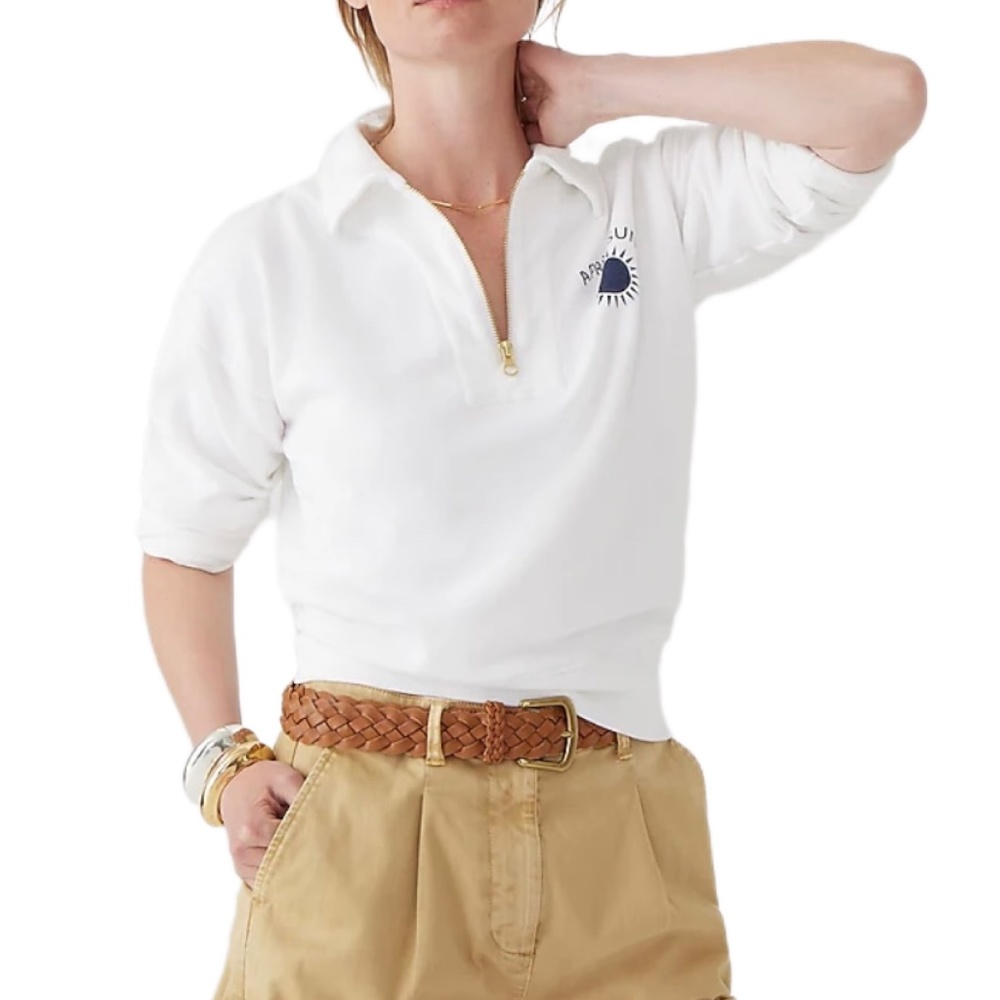 New J.Crew Graphic Half-Zip Sweatshirt